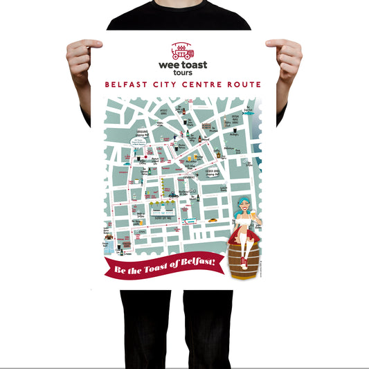 Belfast City Centre Map Art Print by Wee Toast Tours