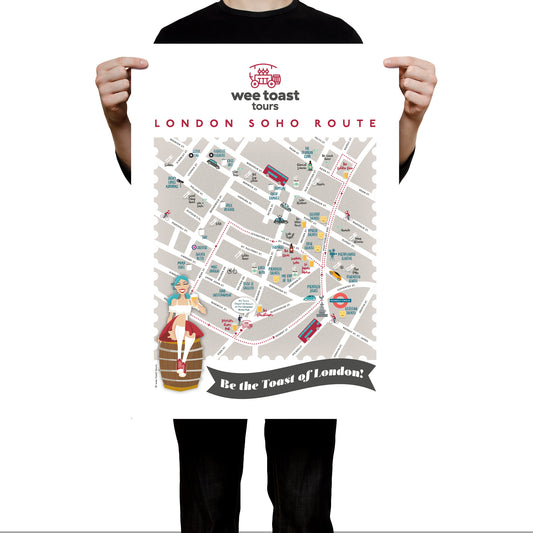 London Soho Map Art Print by Wee Toast Tours