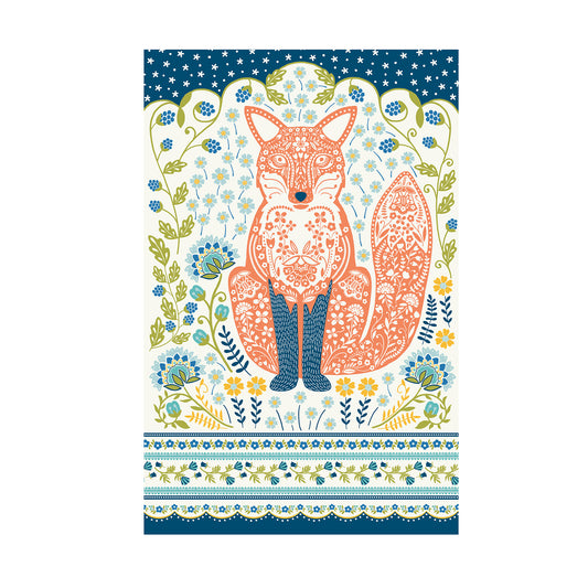 Fox Linoprint Design Tea Towel by Ulster Weavers