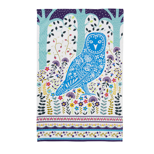 Owl Linoprint Design Tea Towel by Ulster Weavers