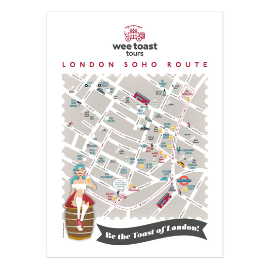 London Soho Map Art Print by Wee Toast Tours